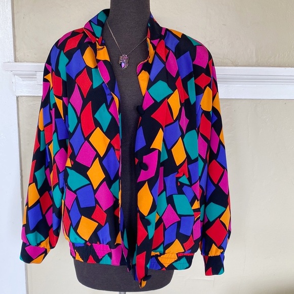 Vintage Jackets & Blazers - Vintage 80’s Bomber Jacket Colorful